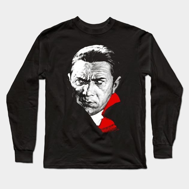 Dracula Bela Lugosi Distrustful Glance: Retro Vampire Horror Movies Long Sleeve T-Shirt by Juandamurai